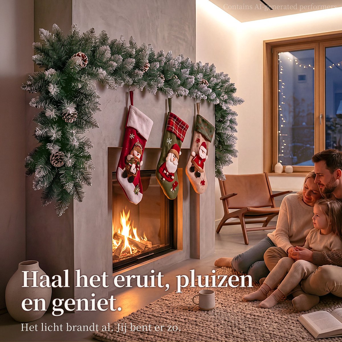 HOKEEPER Kerstguirlande 200 cm met Dennenappels – Witte PVC-naalden – foto 2