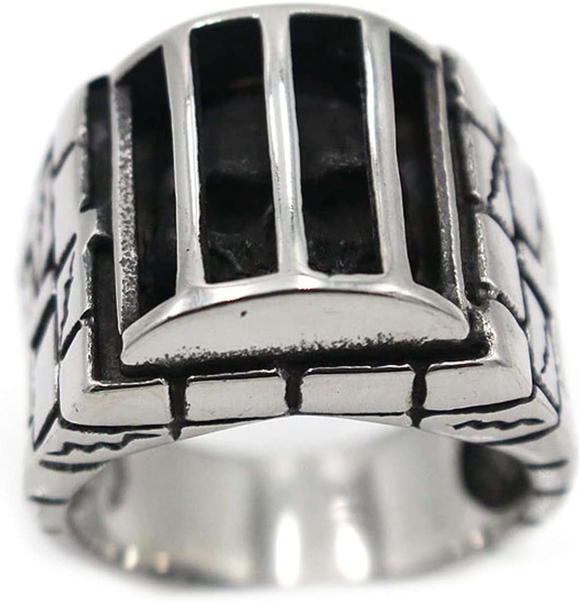 Spook Hoofd Kruis Symbool Mode Heren Stalen Ring Retro Dominante Schedel Heren Titanium Stalen Ring
