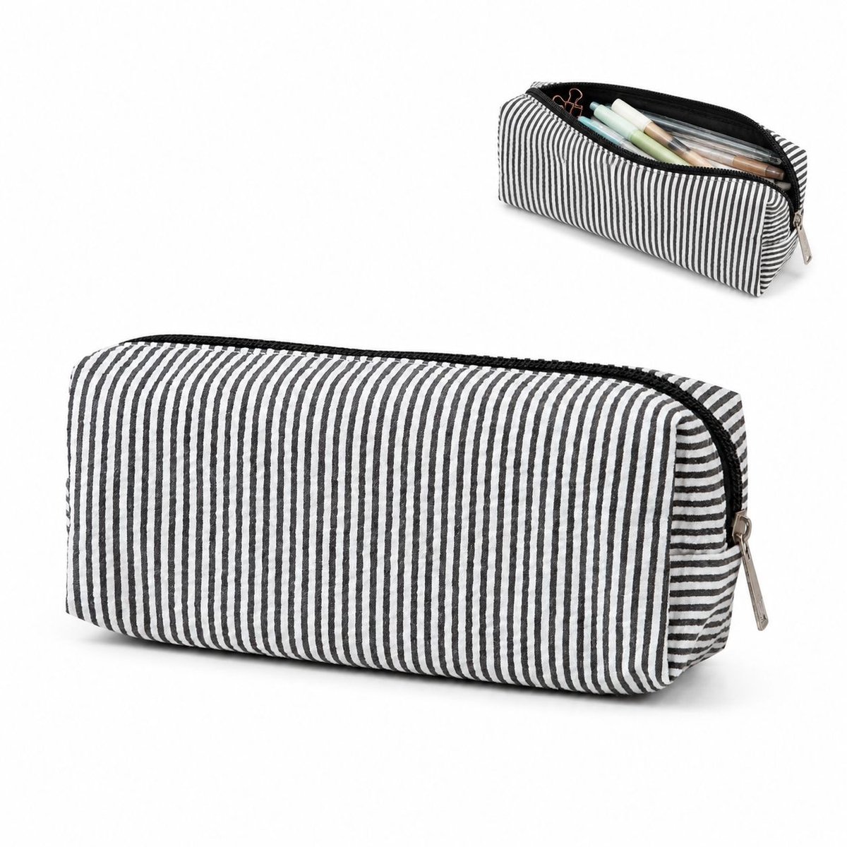 VHV - Grote Etui - 21x7.5x8 cm - Ruime Pennenzak van Polyester - Grote Capaciteit Stationery Pouch voor School & Kantoor - Duurzame Potlodenetui - Zwart