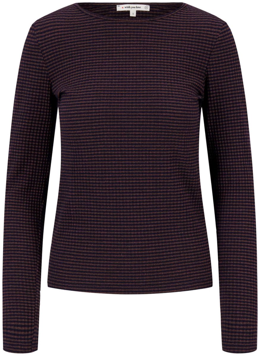 Zusss T-shirt Striped Lurex Top Long Sleeve 0304 0100 2035 Dark Navy Dames Maat - L