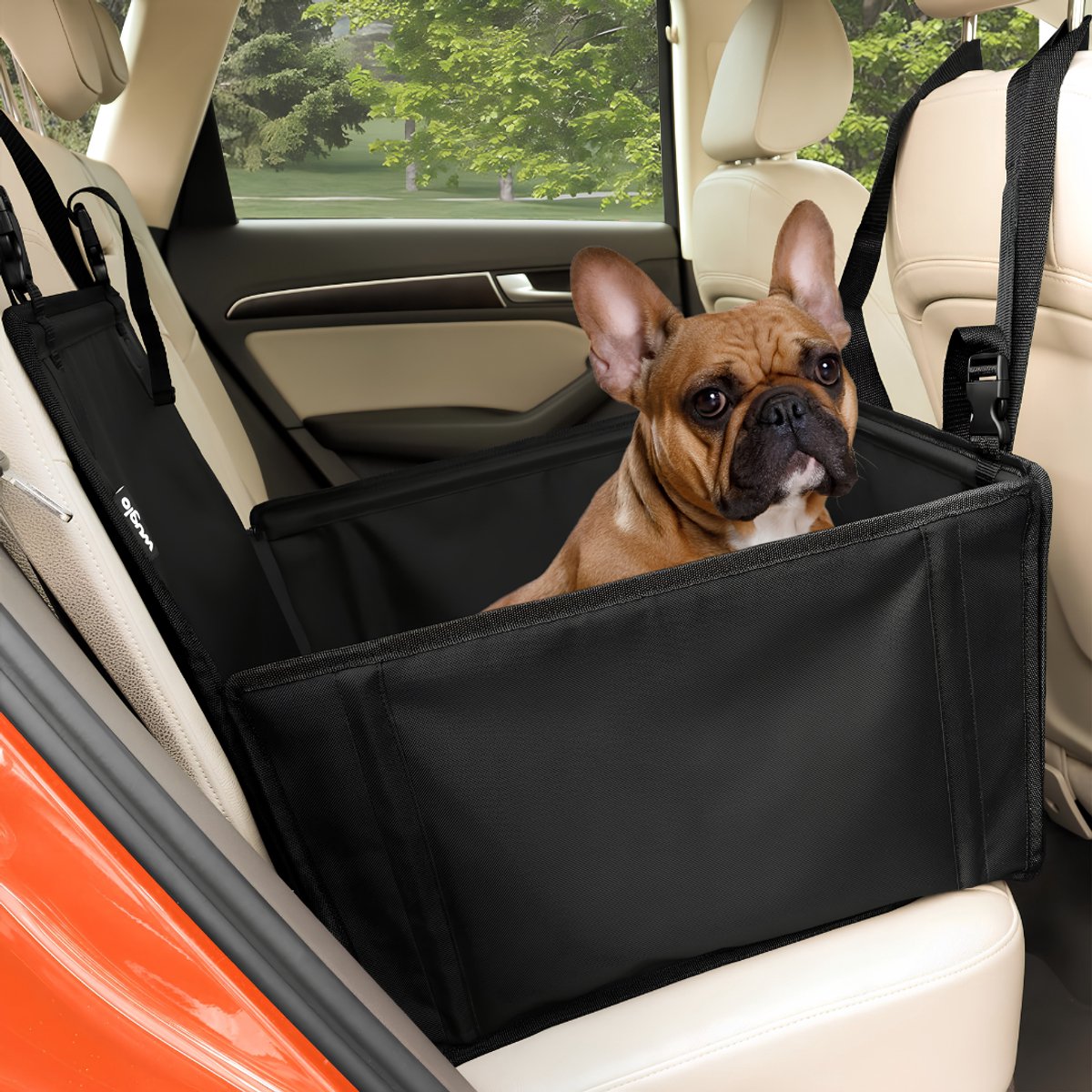 Lìon® Hondenmand Auto - Voor Middelgrote Honden - Autostoel Hond - Zwart - 48cm x 45cm x 28cm