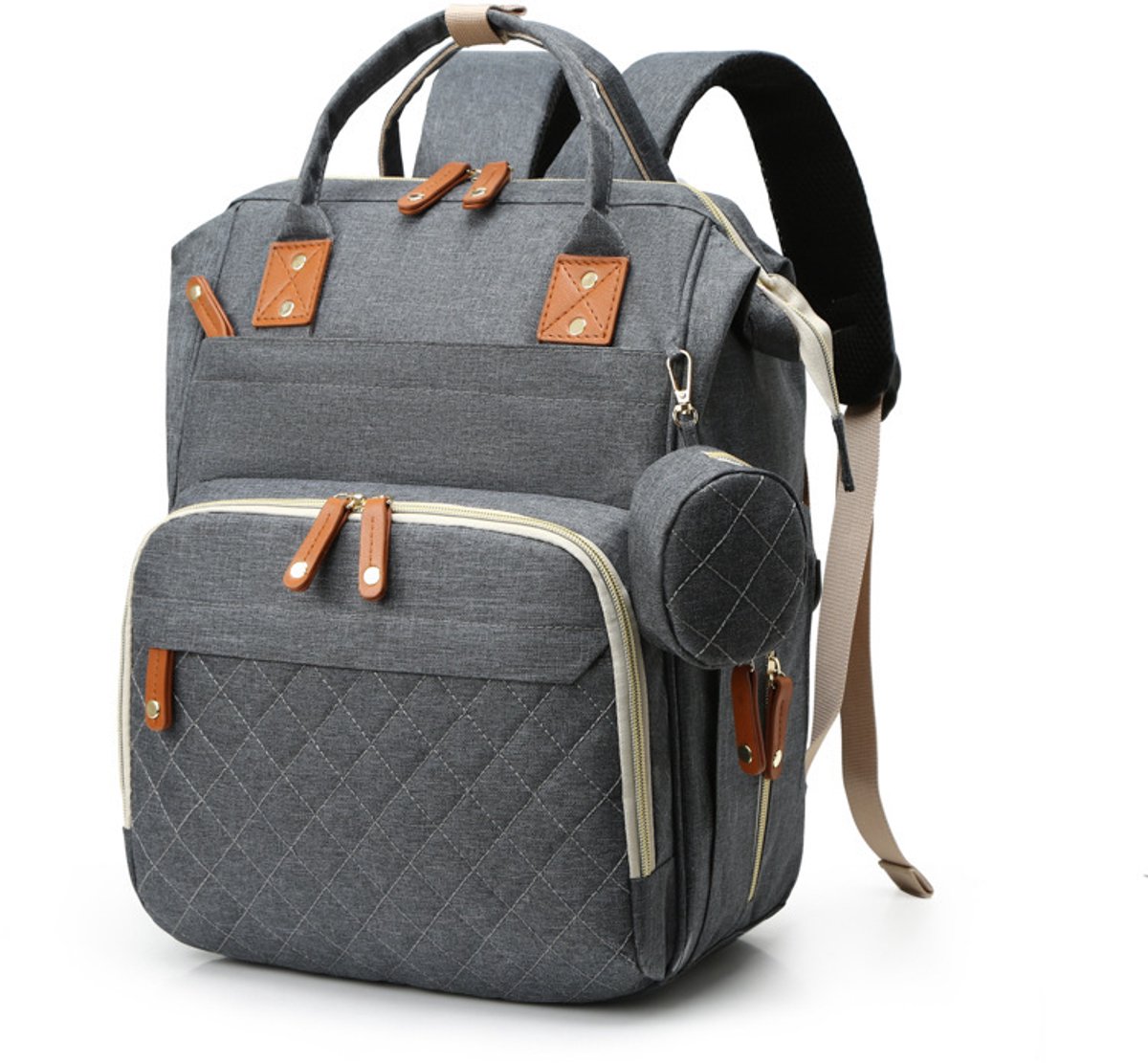 Luiertas - Rugzak - Ruime luiertas - Reisrugzak - 29 x 39 x 16 - Nylon - Donkergrijs