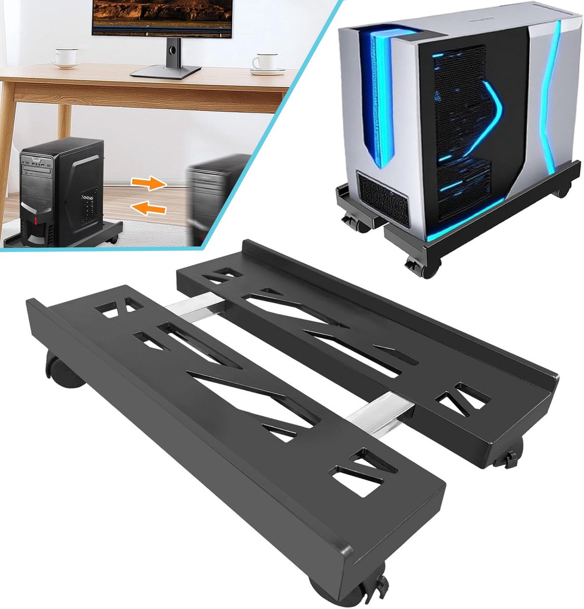 Mobiele CPU-Standaard - Desktop PC-Standaard - Verstelbare Computertorenstandaards - CPU-Rolstandaard - Computerwagenhouder