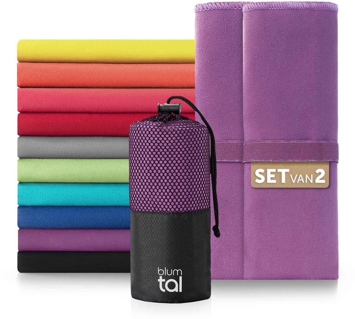 Blumtal Sporthanddoeken Set - Microvezel - 80x40cm - Lila - 2 Stuks