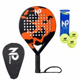 No Peak Padelracket Oranje - Inclusief Padeltas & Padelballen – 100% Carbon Padel racket