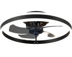 Luxe Plafondventilator - Met LED Verlichting - Dimbaar - Zwart - 50cm