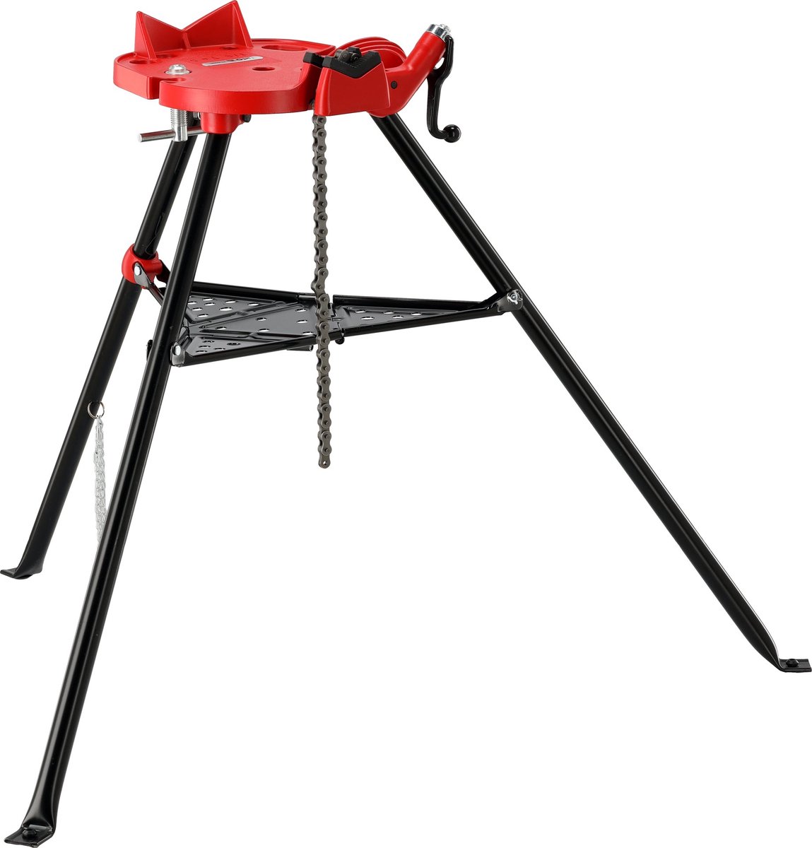 Professionele Kettingpijpschroefstok op Statief - 1/8" - 6" (3-150 mm) - Mobiele Pijpklem Drietand voor Buitendienst & Werkplaats - Met Gesmede CrV Tanden & Aluminium Basis - Voor Snijden, Draadsnijden & Buigen