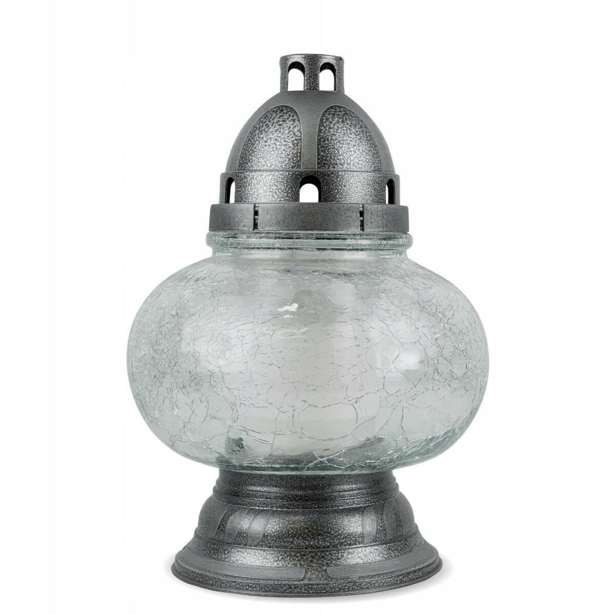 Grote Glazen Kaarsenhouder Sferisch Mat Zilver 31 cm met Verwisselbare Inzet