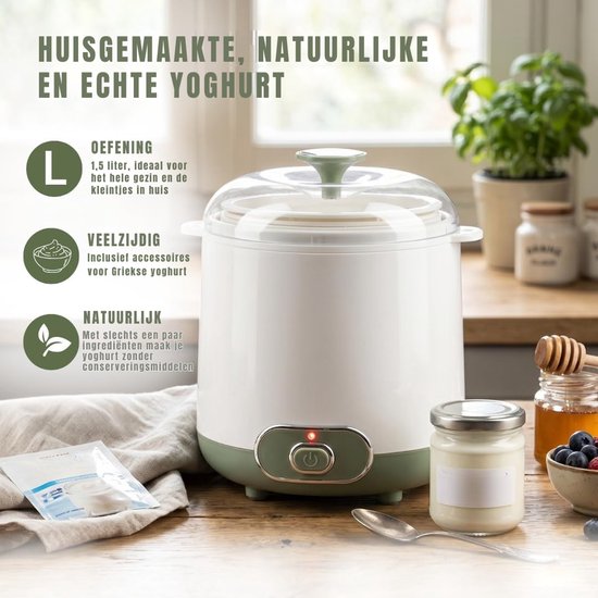 Ploutos® Yoghurtmaker - Voor Gezonde Homemade Yoghurt - Compacte Keukenmachine - Wit/Grijs - 19cm x 17cm x 22cm van Ploutos — afbeelding 4
