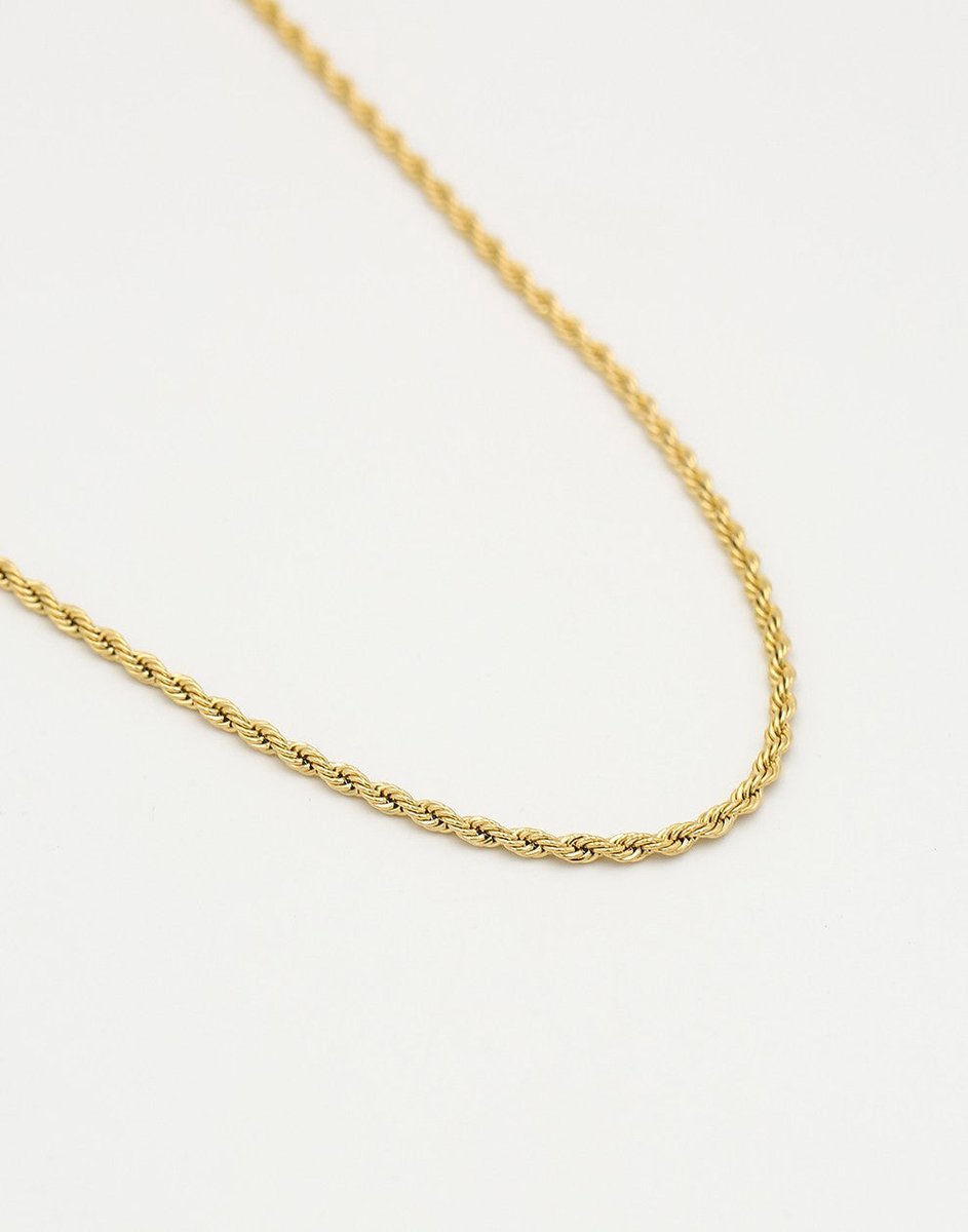 Gedraaide Schakelketting 2,5mm Dik Goudkleurig - 40cm + 5cm verlengstuk - Stainless Steel - Glow Adora