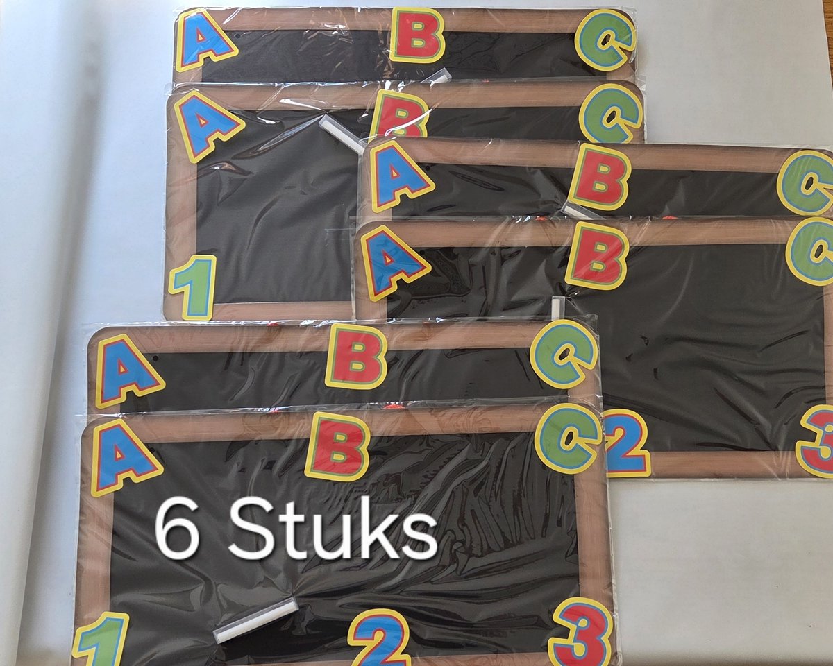 6 x Schrijfbord ABC/ 123, Schoolbord, Verjaardag, Sinterklaas, Scholen.