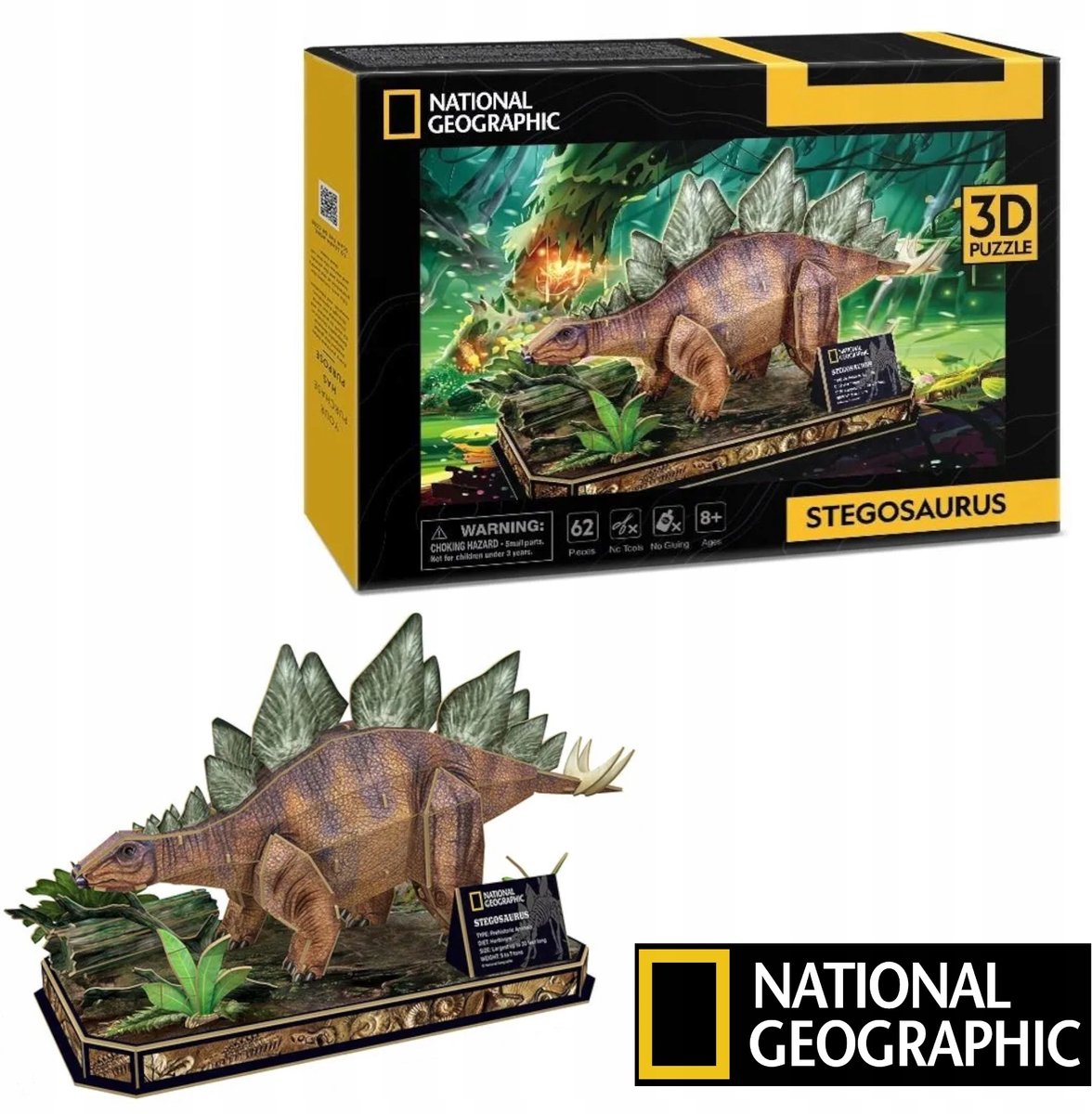 National Geographic 3D Stegosaurus Puzzel - 62 Delen