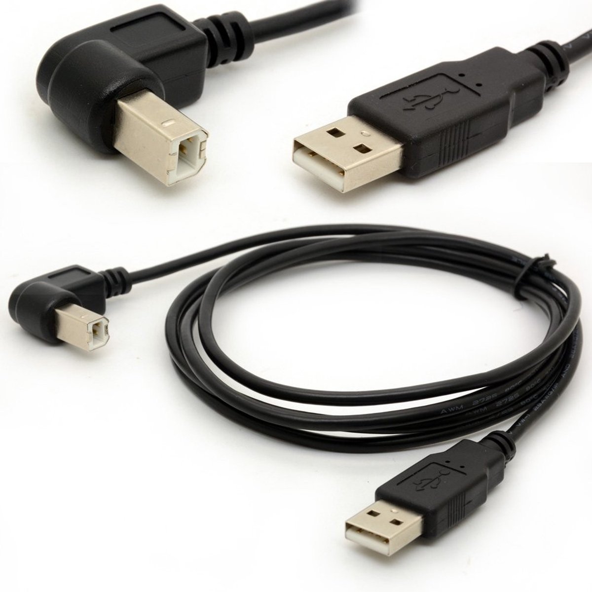 SolidKeus - USB 2.0 A naar B Hoekadapter 1.5 Meter Kabel