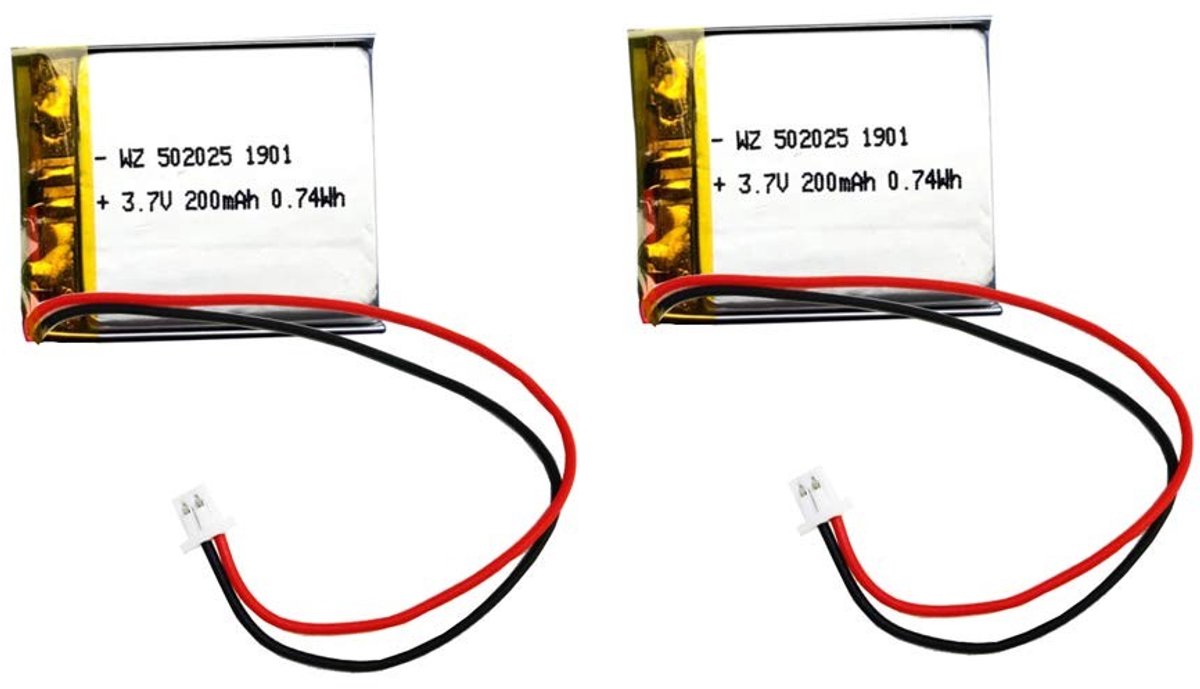 SolidKeus - 2 Li-Po 502025 3.7V 150mAh Batterijen voor MP3 en Bluetooth