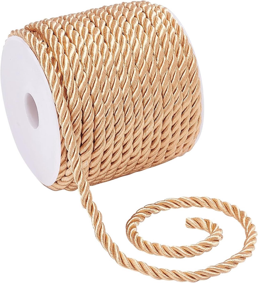 18 Meter Gouden Gedraaide Koord, 5 mm Dikte, Decoratief Touw voor Creatieve Projecten, Gordijnbinders en Naaien