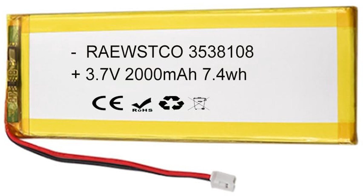 SolidKeus - 3.7V 2000mAh Lithium Batterij voor Tablets en Bluetooth-toetsenborden