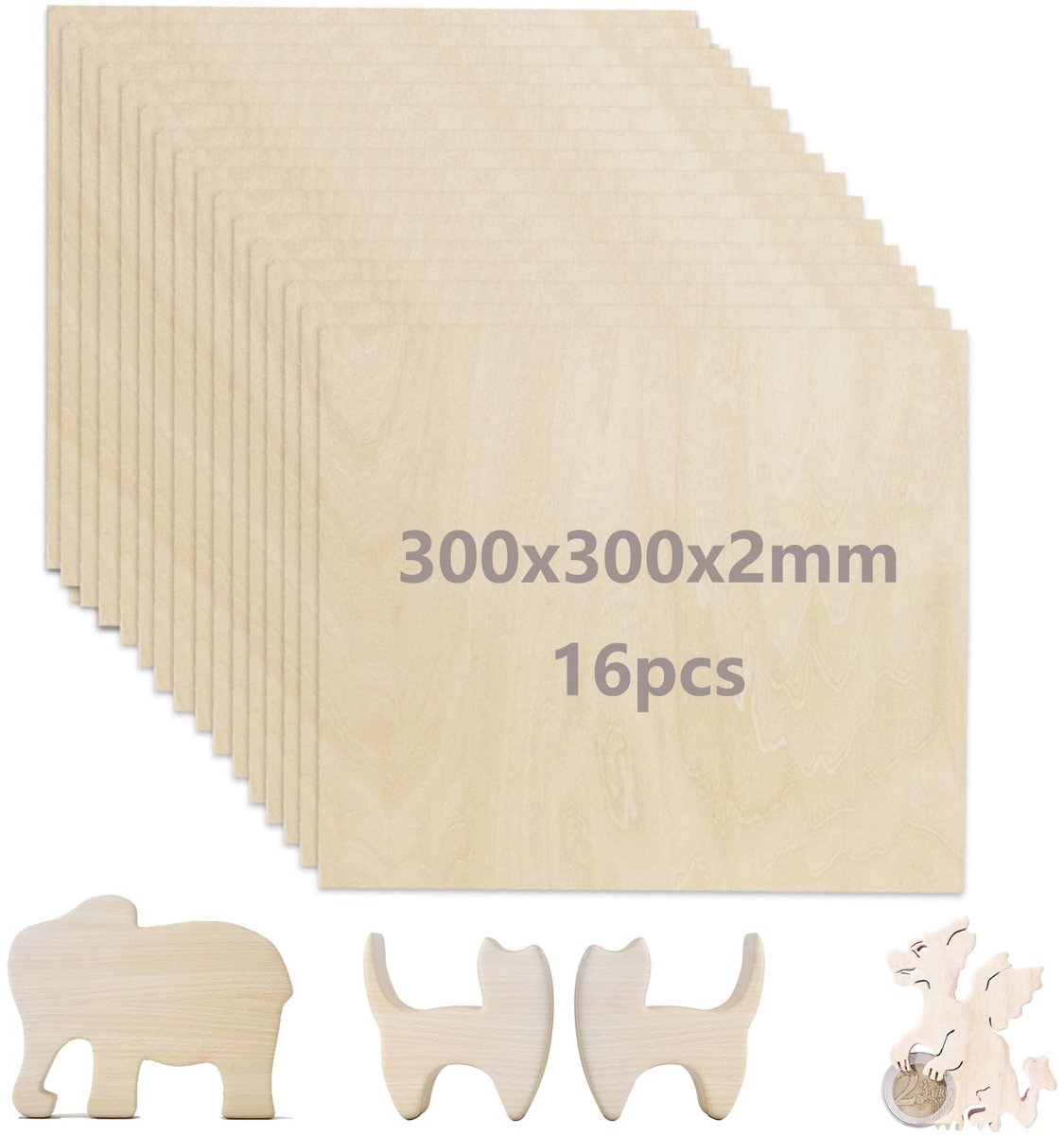 SolidKeus - Set van 16 Plywood Planken voor Laser Cutting en Modelbouw
