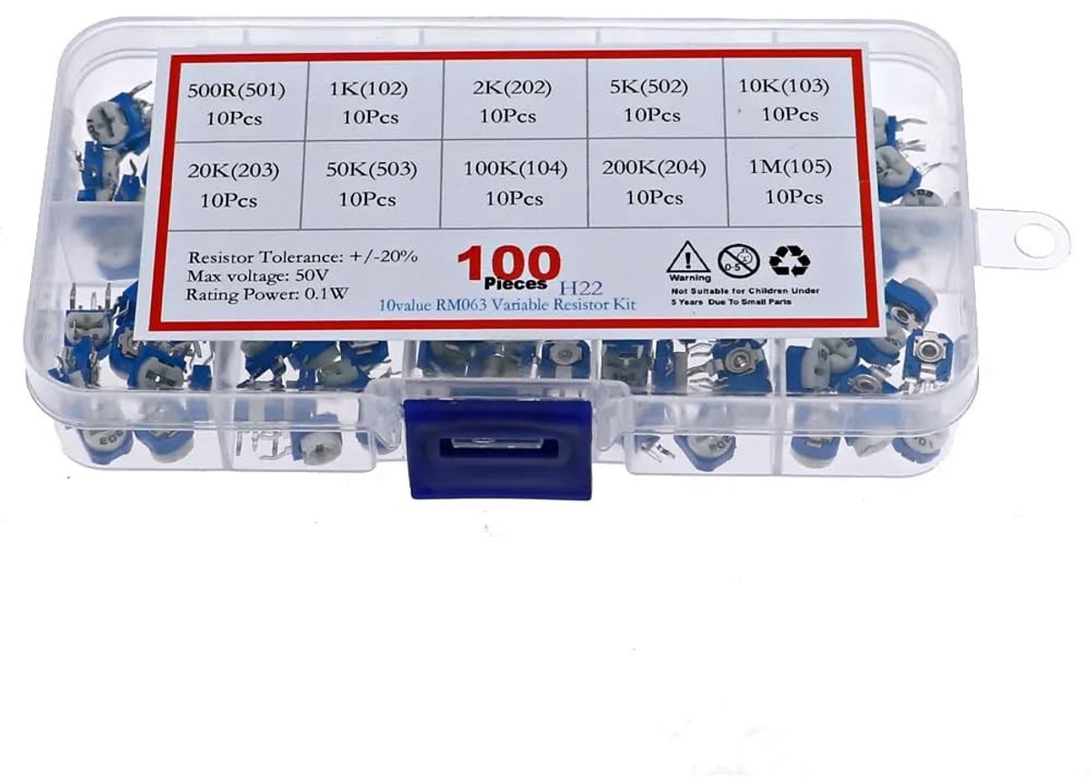 SolidKeus - Set van 100 Preset Potentiometers met Opslagdoos