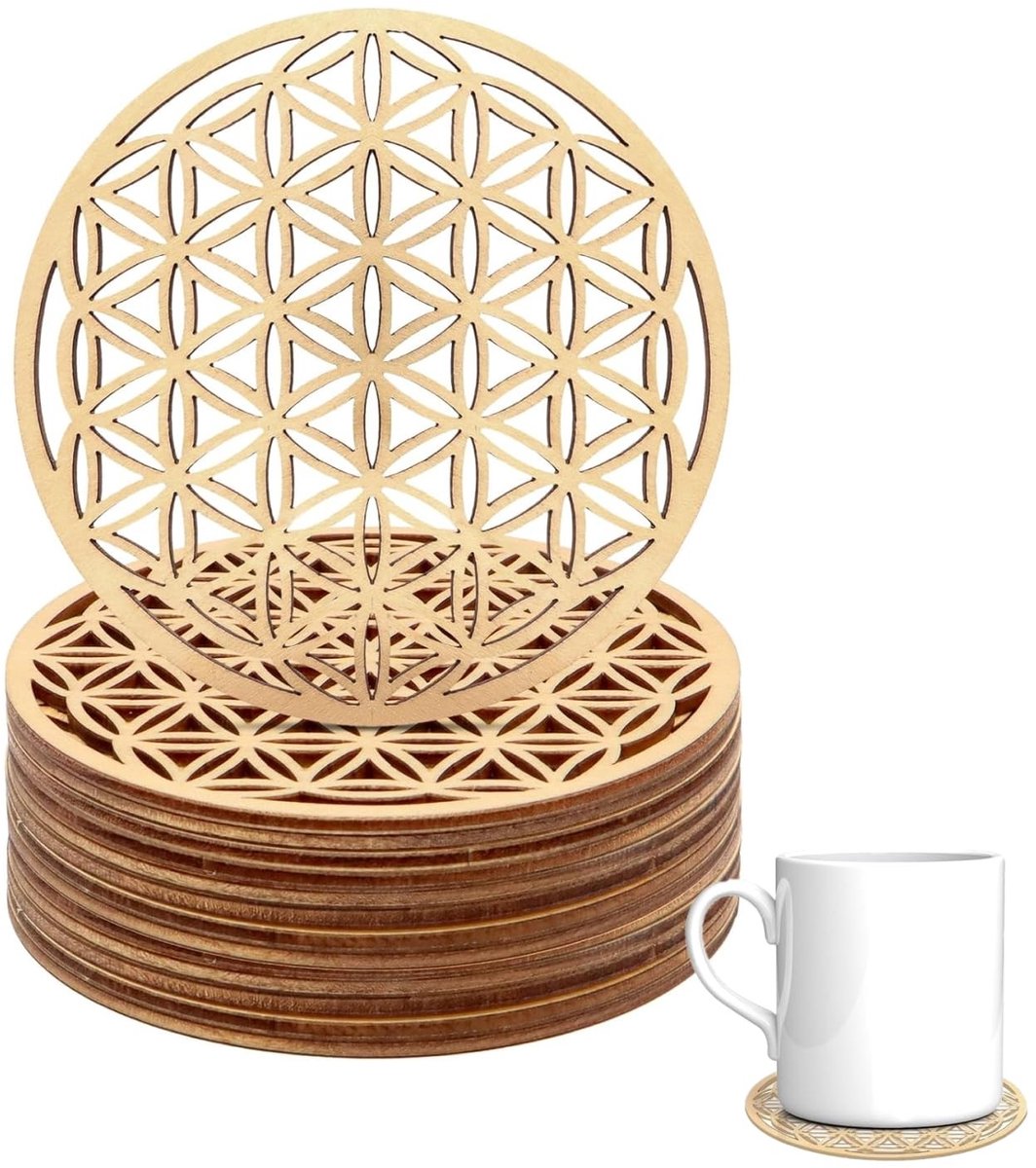 SolidKeus - Set van 24 Houten Coasters voor Meditatie