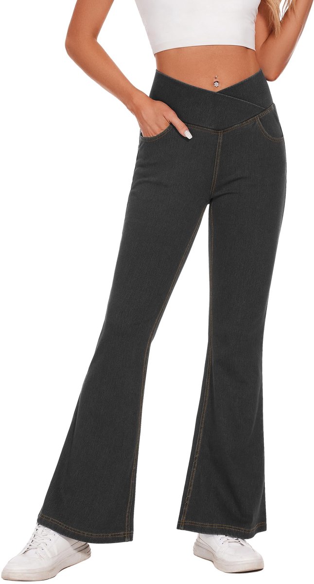SolidKeus - Vrouwen Hoge Taille Flared Jeans met 4 Zakjes