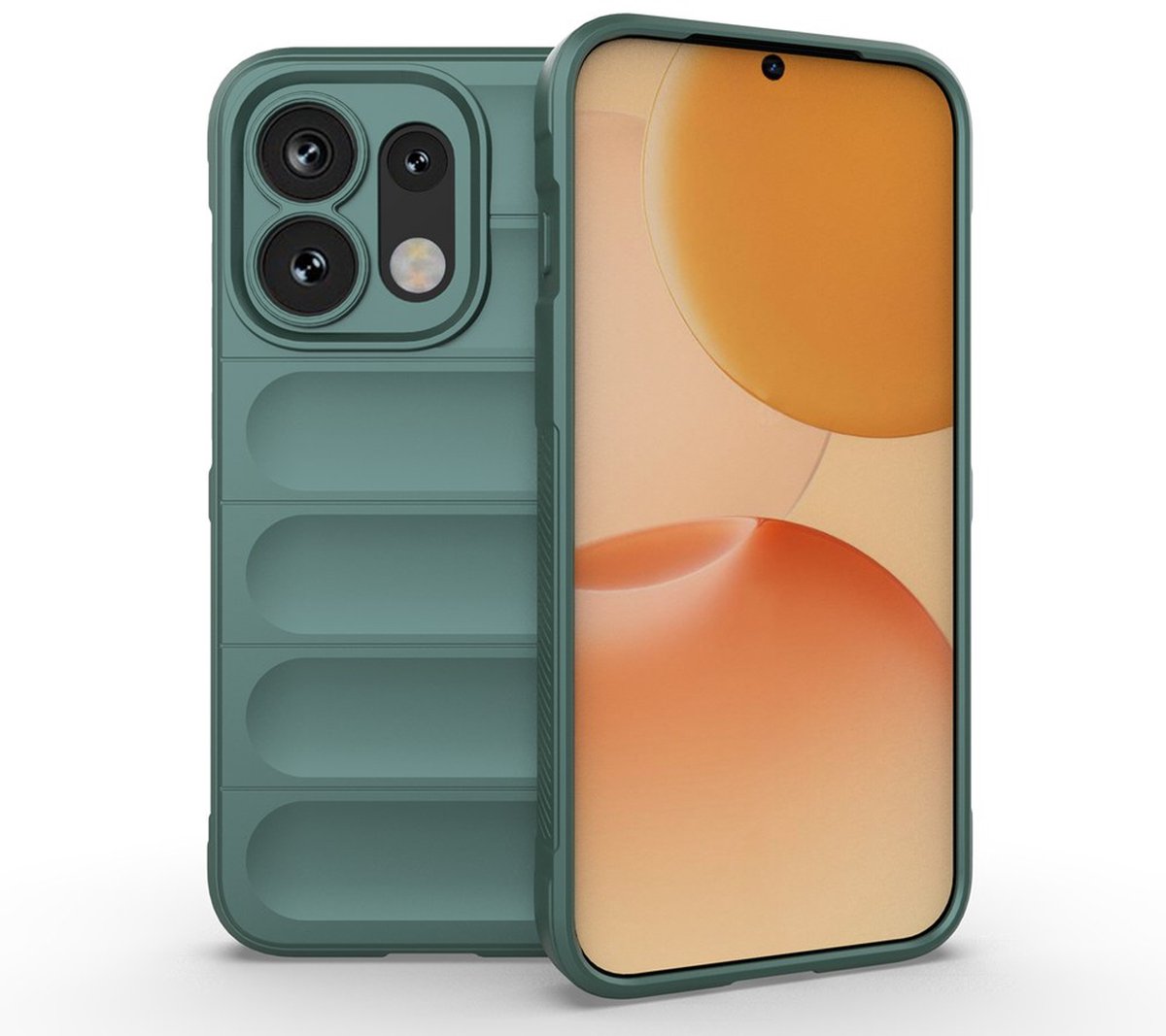 MobyDefend Hoesje - Geschikt voor Oppo Reno16 / 16 Pro - TPU Gripcase - Groen