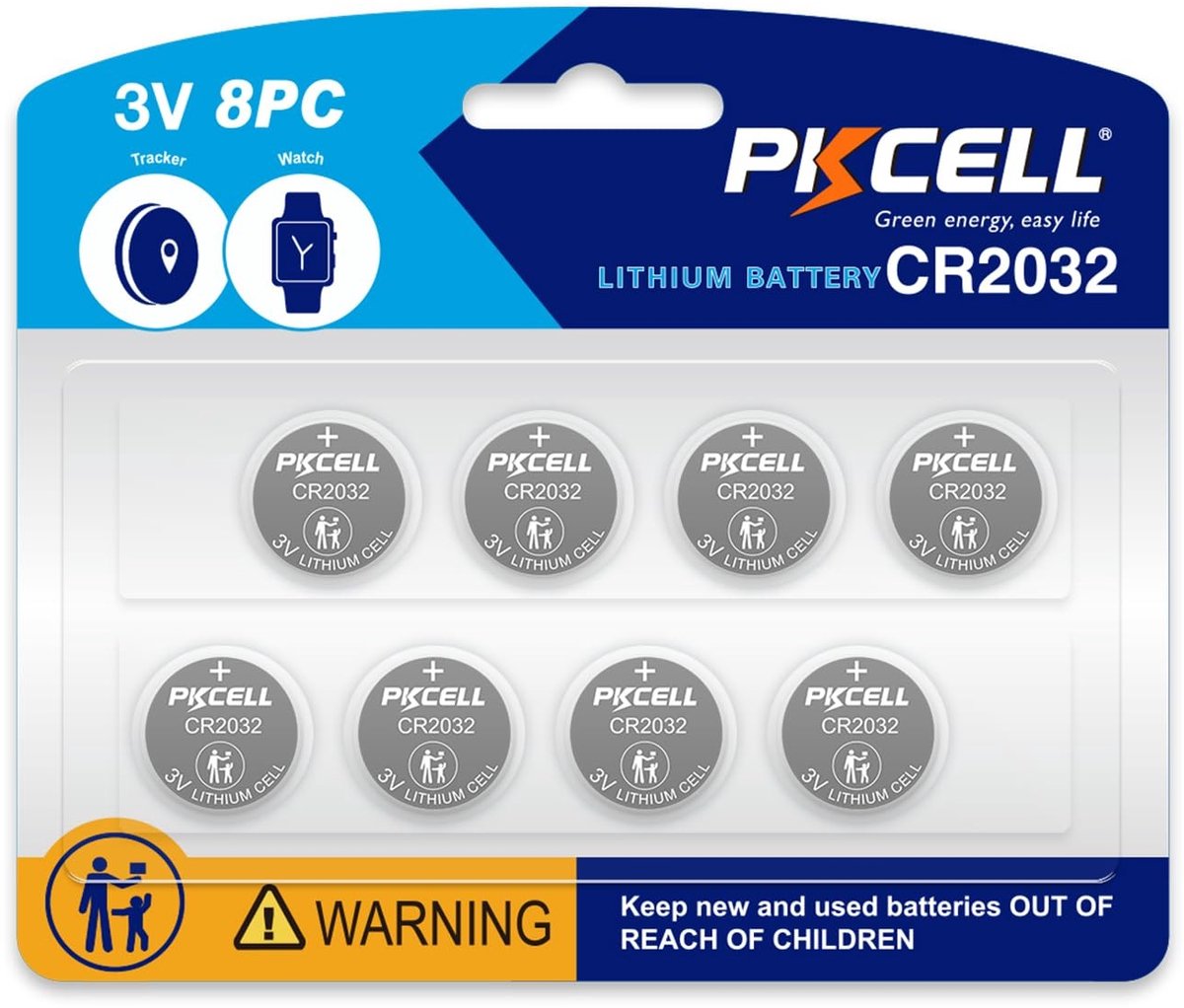 SolidKeus - Set van 8 CR2032 Lithium Batterijen voor Diverse Toepassingen