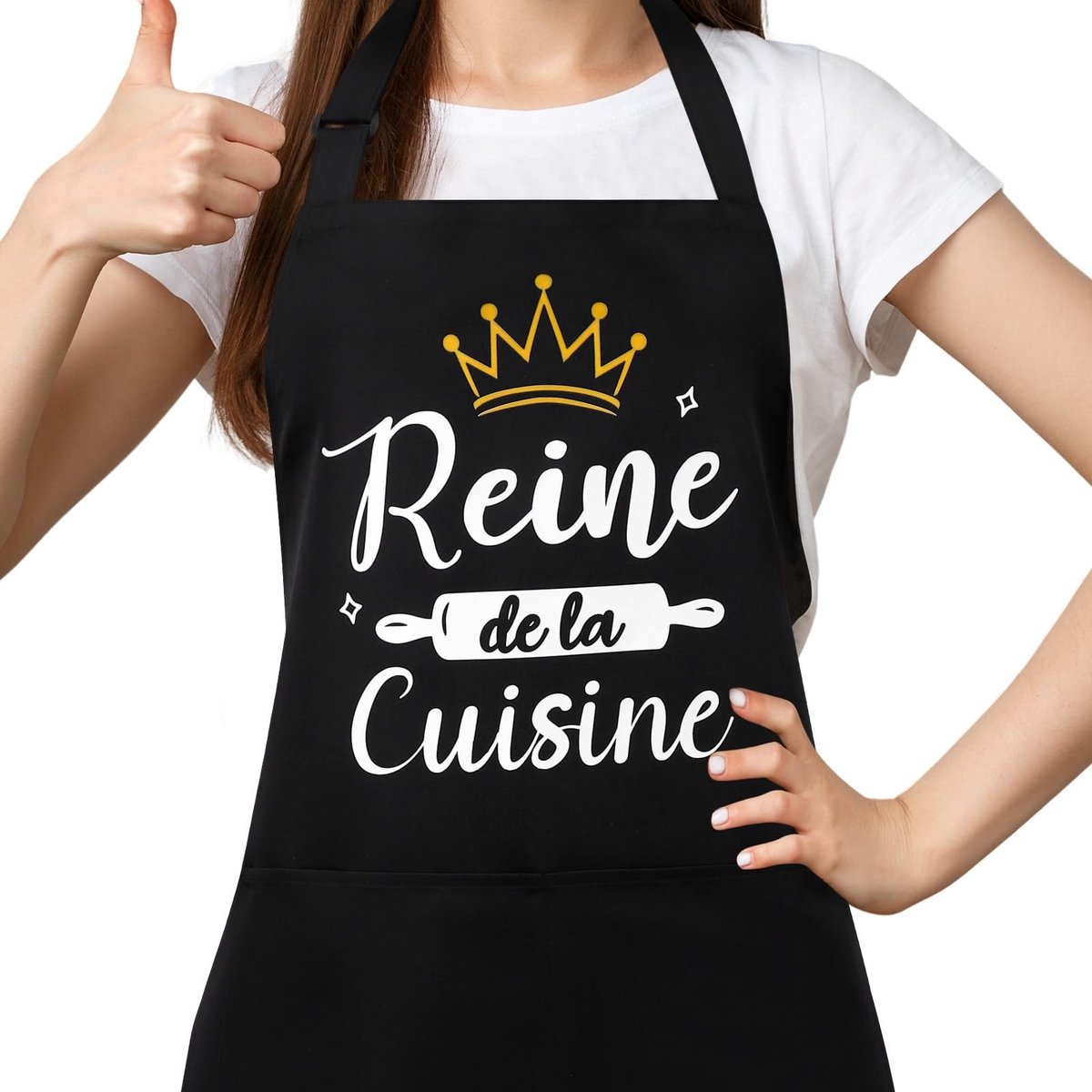 SolidKeus - Persoonlijke Keuken Schort met Pockets en Verstelbare Halsband