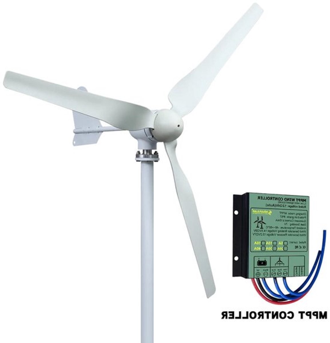 Windturbine - Windmolen - Windturbine Generator - Windenergie - 4000W - 12V - met MPPT Controller - Stille en Efficiënte 3-Bladige Oplossing - voor Huishoudens en Off Grid Toepassingen