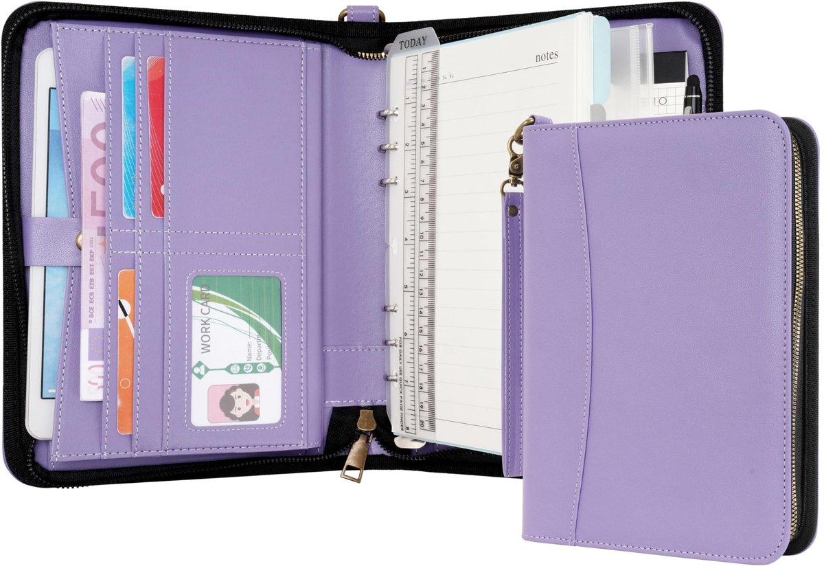SolidKeus - A5 Portfolio Binder met Rits in Paars
