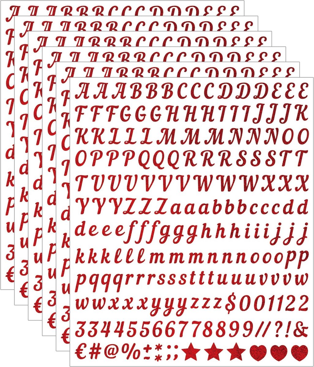 SolidKeus - Set van 6 Rode Letters Stickers voor DIY en Scrapbooking