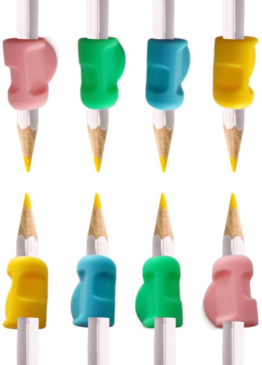 SolidKeus - 8 Stuks Silicone Potlood Grip voor Kinderen en Volwassenen