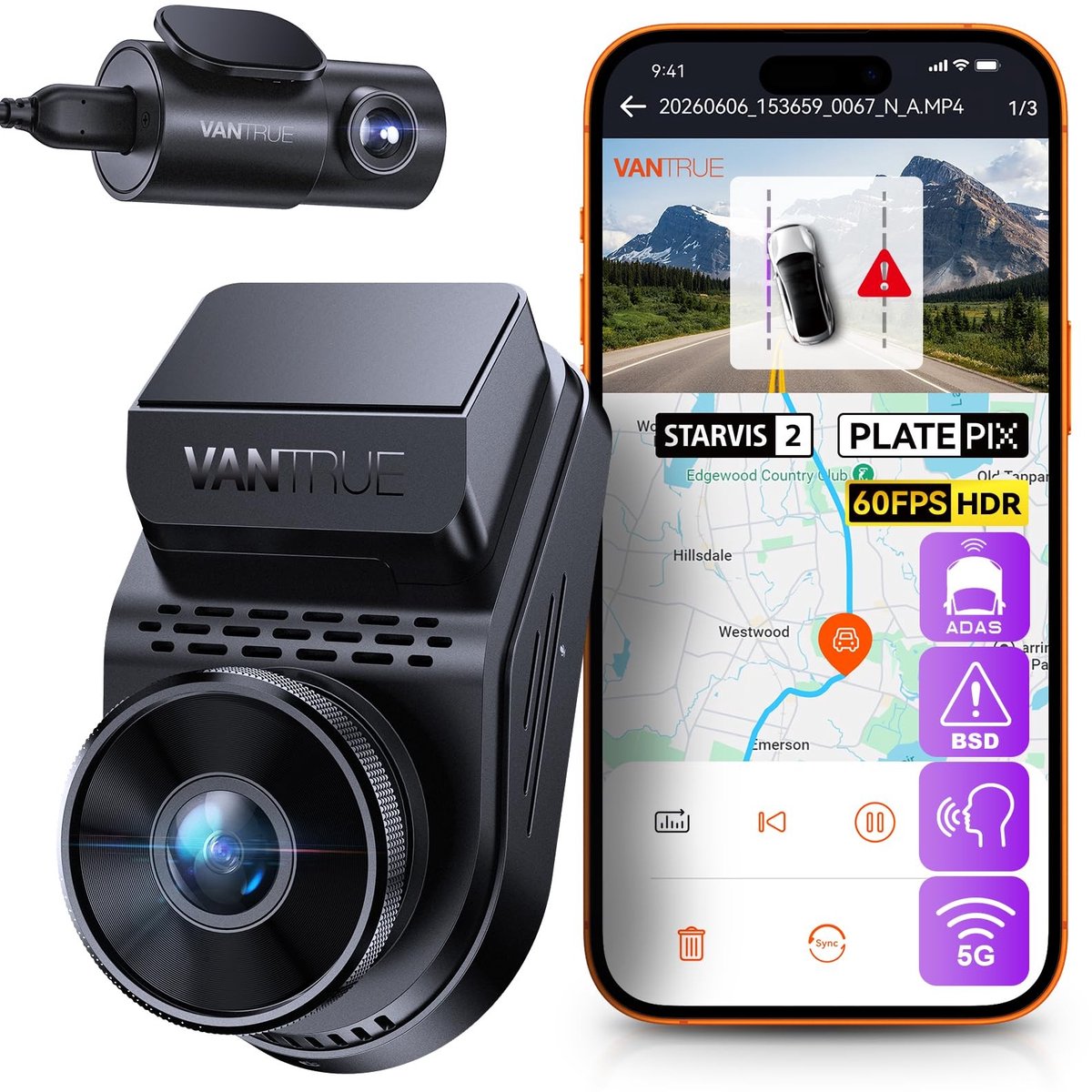 SolidKeus - Pro Dashcam 2.7K met Dubbele Camera en Nachtzicht
