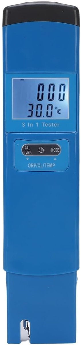 Digitale Watertester voor Zwembaden en Aquaria met Achtergrondverlichting, Meet ORP-vrij Chloor en Temperatuur van 0 tot 50 °C, Ideaal voor Bubbelbaden en Waterkwaliteit
