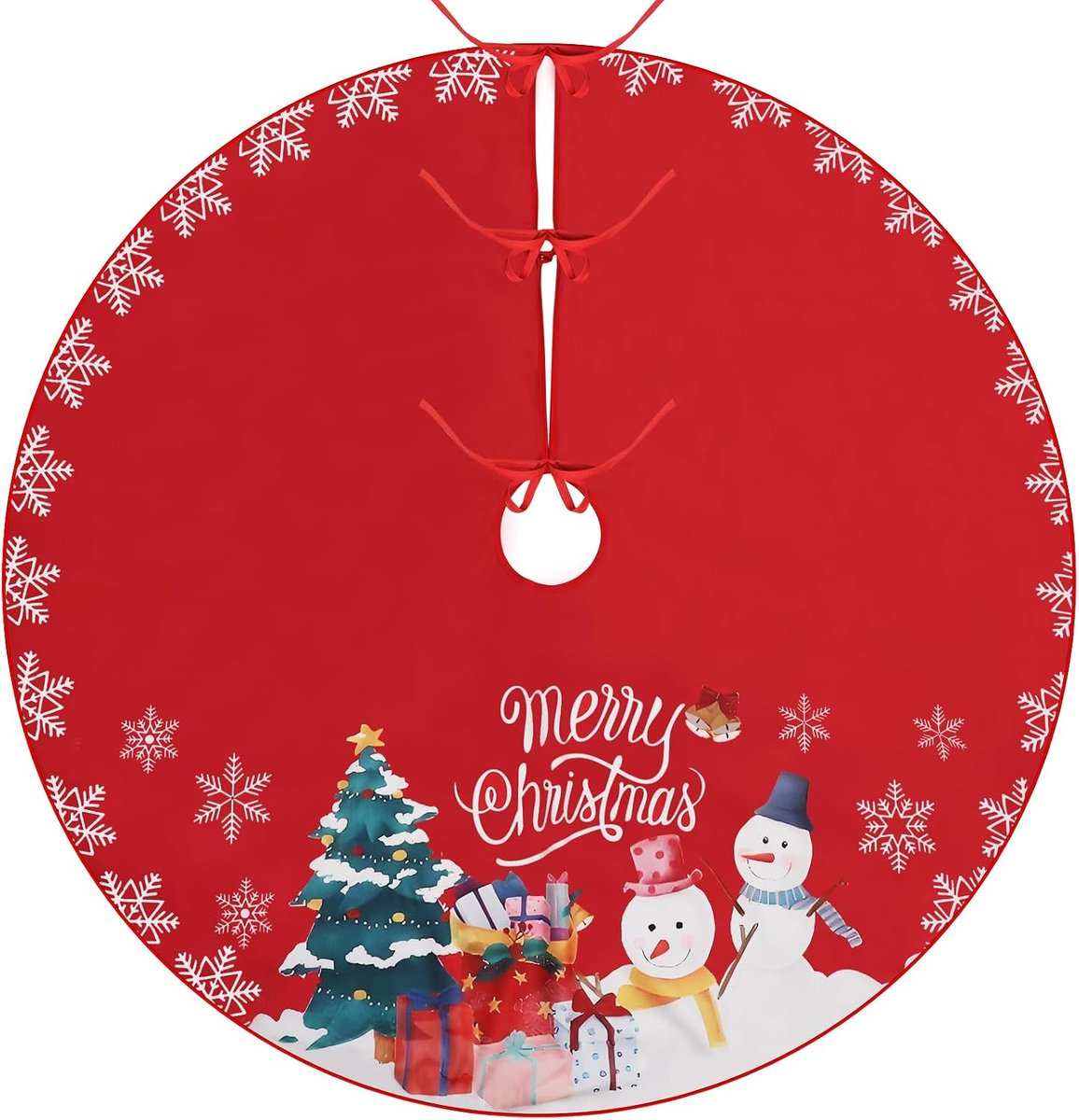 48" Kerstboom Mat Kerstboomdecoraties met Sneeuwpop Kerstboom Sneeuwvlokken Patronen Boom Rok voor Kerst Decoratie Nieuwjaar Vakantie Party