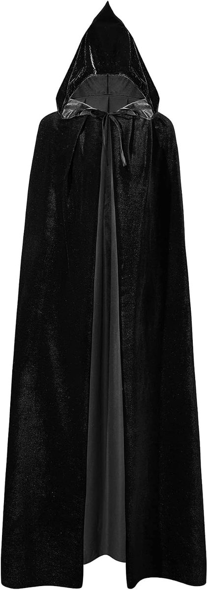 Cape met capuchon, duivelkostuum, heksenkostuum, vampiercape, volwassenen, Halloween-kostuum, dames en heren, zwart