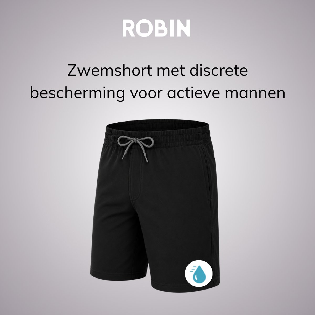 Robin Underwear Incontinentie Zwemshort Heren - Maat XXL - Zwart - Wasbare Zwembroek bij Urineverlies - Discreet en Lekvrij