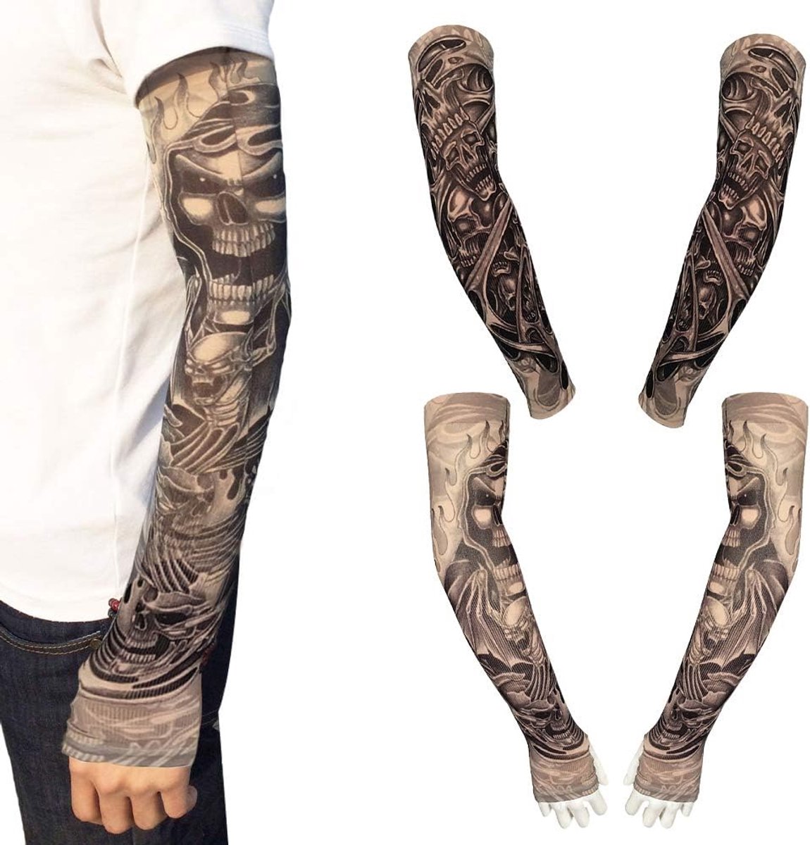 Tijdelijke tatoeage mouwen cover arm kousen zonnebrandcrème mouwen voor kostuum en sport