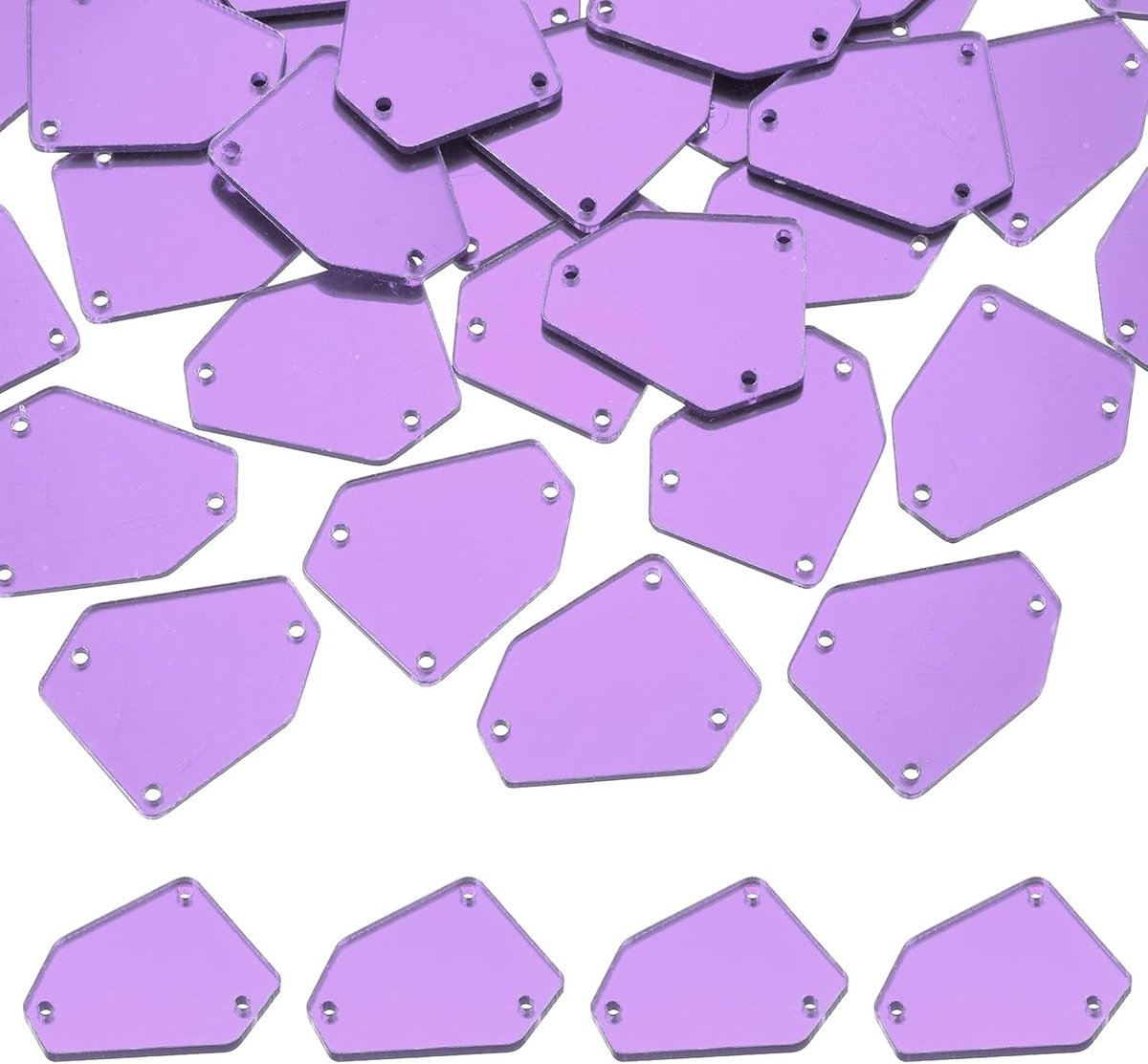 50 stuks om op acrylspiegel te naaien, onregelmatige spiegel, doe-het-zelf spiegelkralen voor avondjurken, stof, kleding, rood, paars, 25 x 20 mm