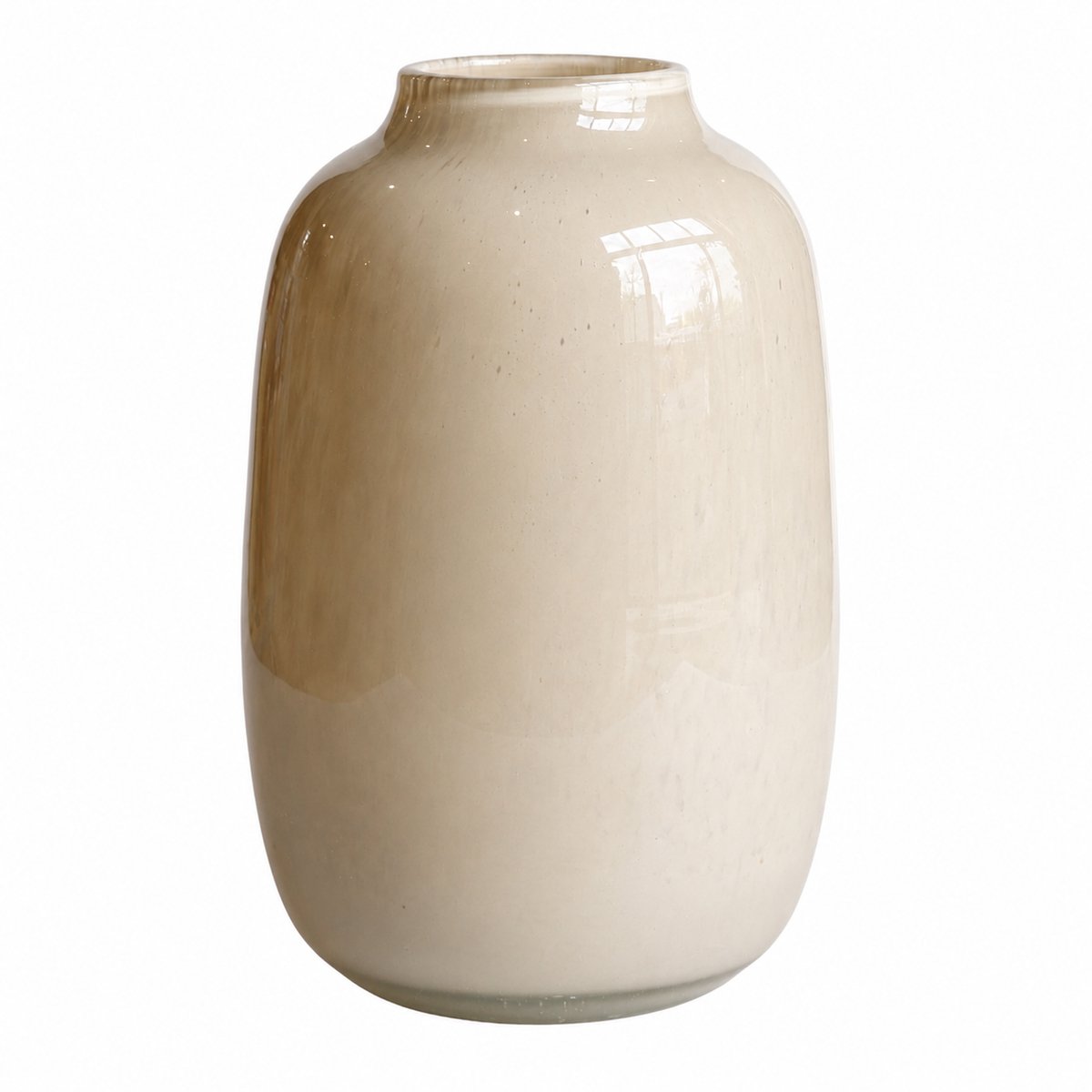 Vase The World Vaas Artic M Elite Beige Ø22 x H35 cm - Mondgeblazen Glas - Design Vaas - Bloemenvaas - Woondecoratie