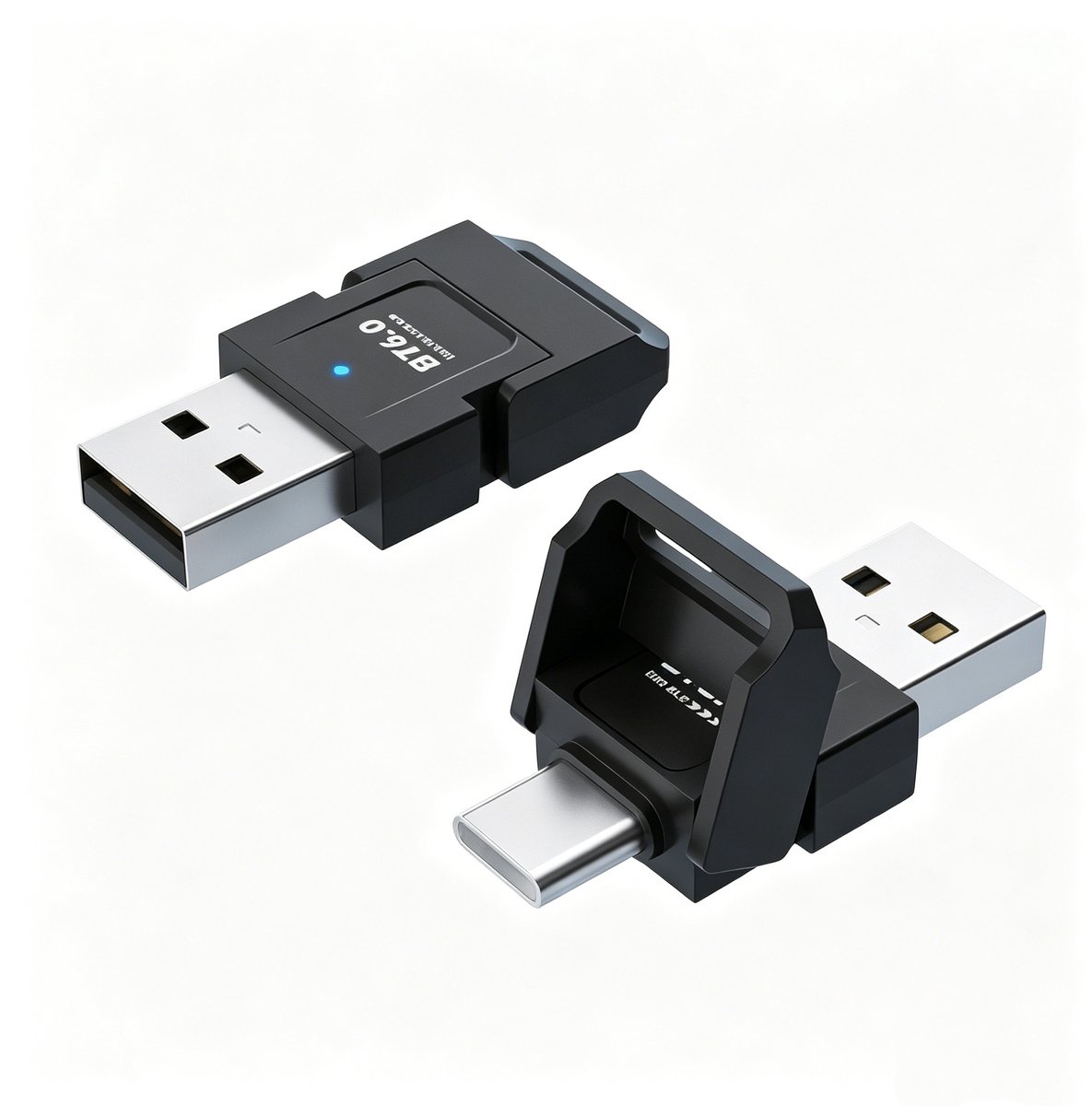 casalora-Bluetooth 6.0-adapter – Dubbele USB-A/Type-C-interface – Gelijktijdige verbinding met 7 apparaten – Ultralage latentie – 48 kHz – Plug and Play – Compatibel met Windows 8.1/10/11