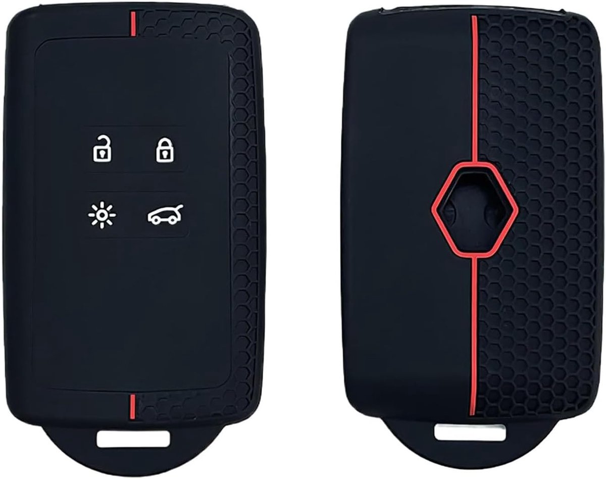 Autosleutelhangerhoes voor Renault, 4-knops siliconen beschermhoes compatibel met Clio Megane Koleos Kadjar Captur Espace Dacia Duster Keyless Entry Remote