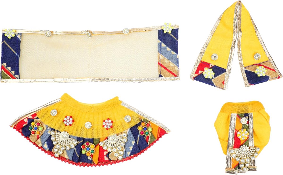 Ganesh Jurk Mata Poshak Puja Doek Lehanga Chunari - Veelkleurig (7,6 cm) | Laxmi Ganesh Jurk Dhoti Samgari Radha Krishna Durga Devi Idolbeeld Indiaas Traditioneel Festival Laxmi Poojan Navratri Decor