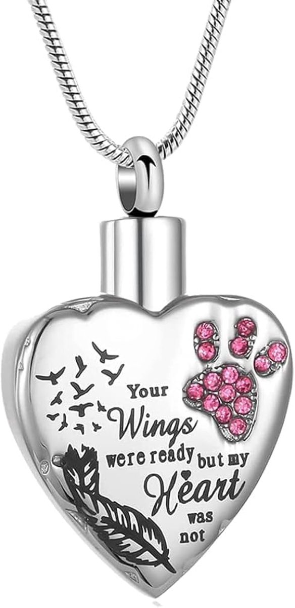 Memorial jewelry Je vleugels waren klaar, maar mijn hart was niet van roestvrij staal gesneden medaillon crematie urn halsketting voor huisdier, hond en katten
