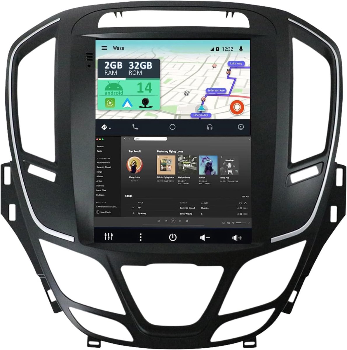14 2 Din Radio Navigatie voor Opel Insignia 2014-2017: [Ingebouwde CarPlay/Android Auto/GPS]-9.7 Duim IPS Touch screen-DAB/Bluetooth 5.0/Stuurbediening/MirrorLink/WiFi/4G-2GB+32GB