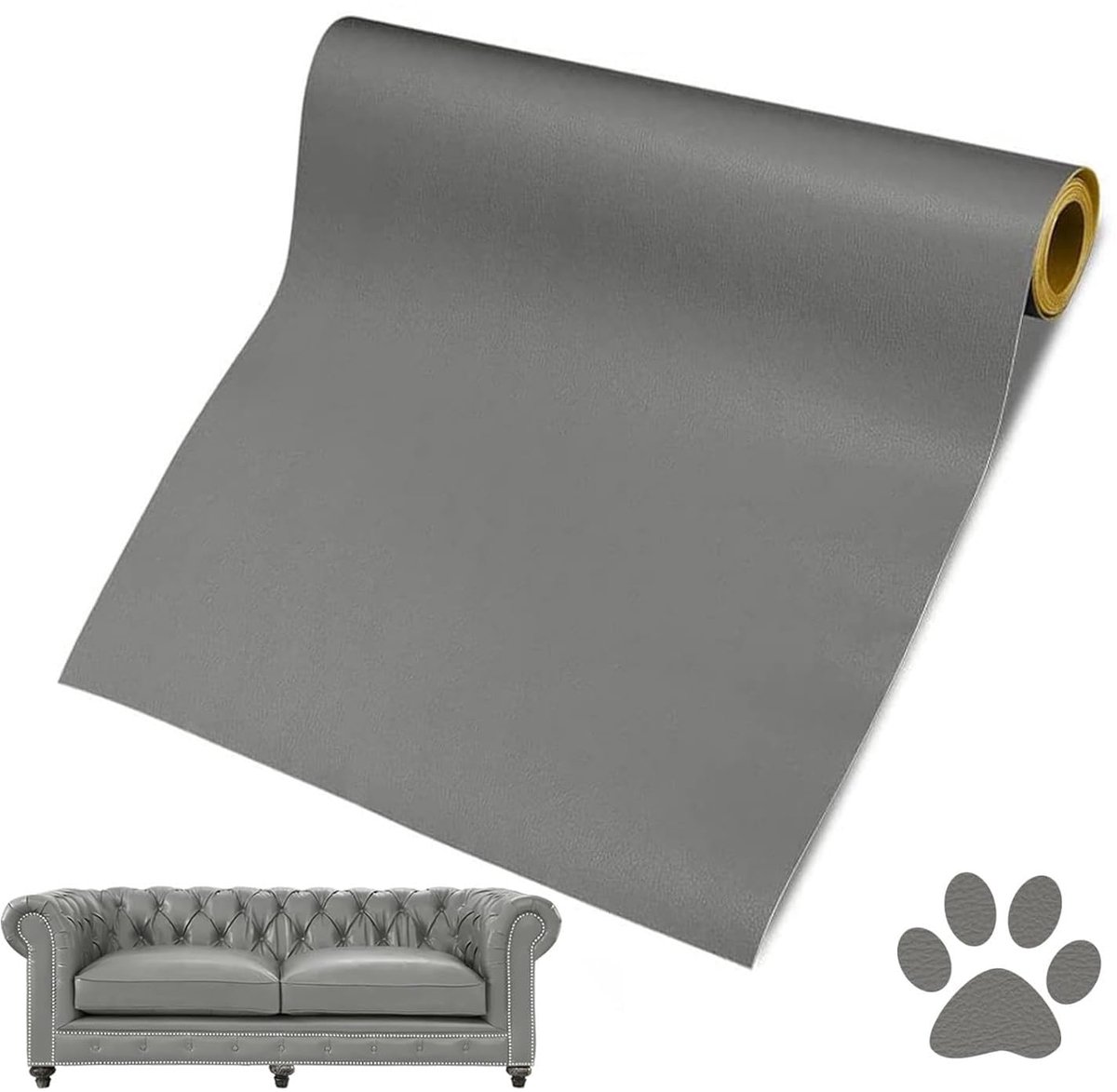 Reparatiepleisters van leer, 60 x 137 cm, PU-leer, zelfklevend, reparatiepleisters van PU-leer, voor bank, autostoel, meubels, tas, bekleding, donkergrijs