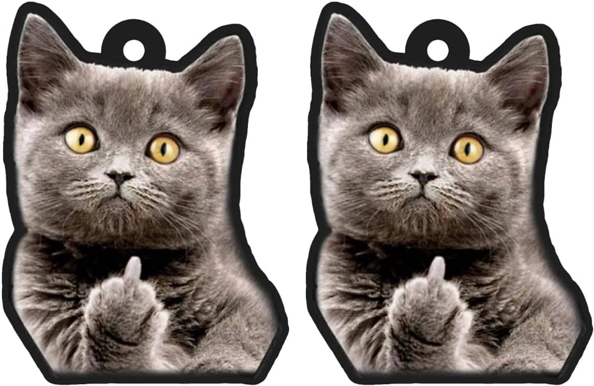 3 stuks luchtverfrisser voor de auto, hangend, met grappige grijze kattenmotief, geur voor achteruitkijkspiegel, accessoires voor woondecoratie, grappig dierendesign