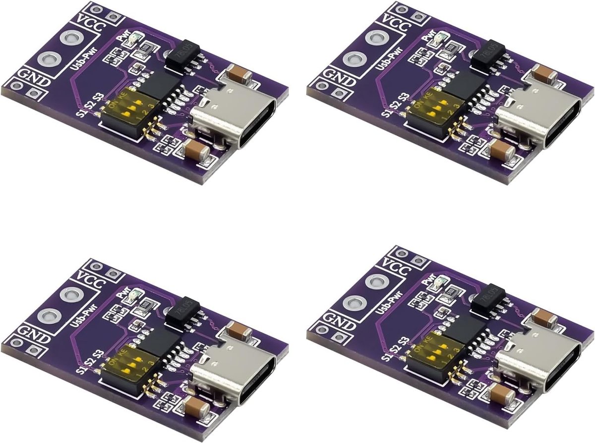 Set van 4 QC/PD/AFC laadactiveringsmodules, 5 V, 9 V, 12 V, 15 V, 20 V, met dip-schakelaar voor snelle voeding, telefoon, doe-het-zelf, elektronisch, compact