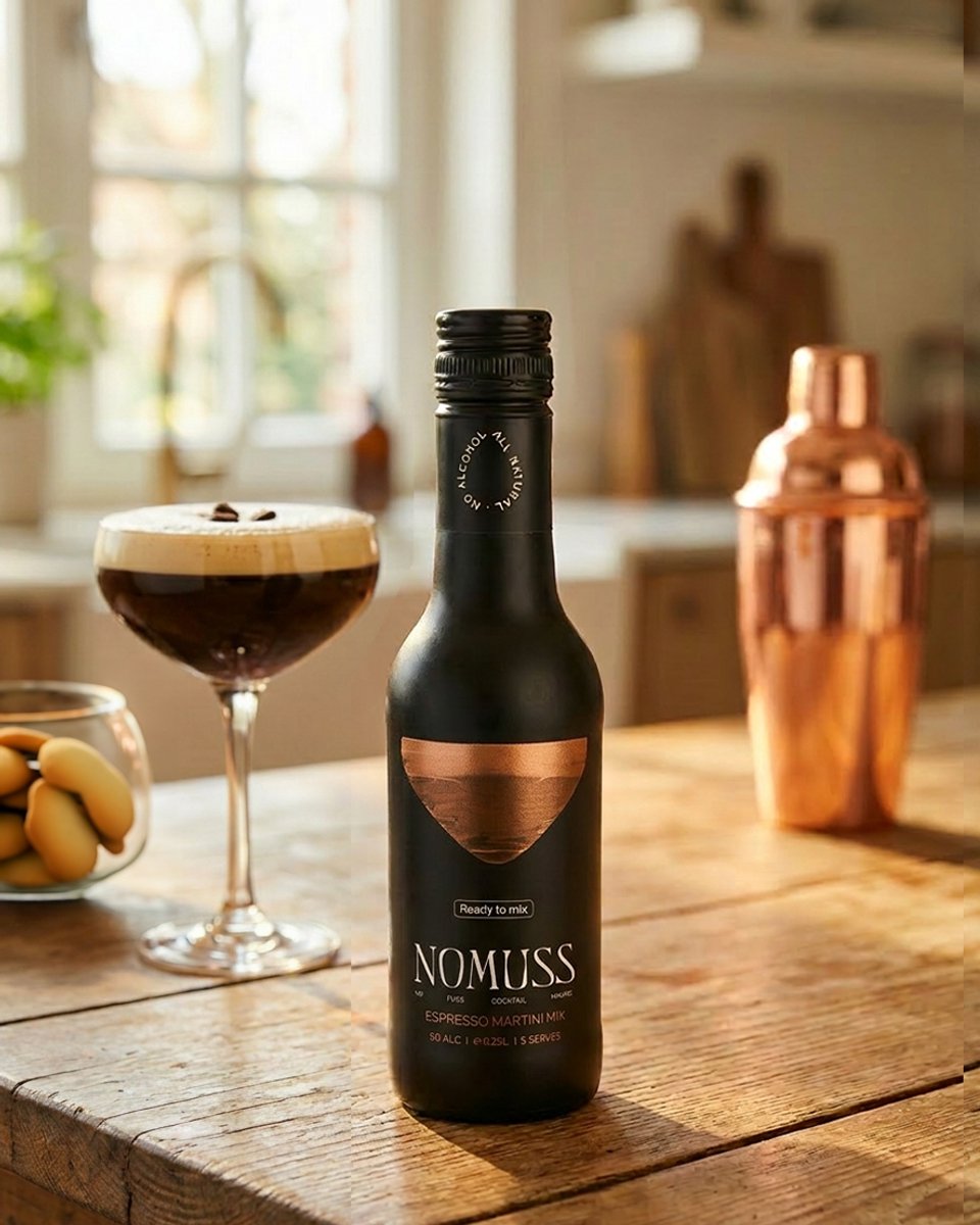 Nomuss Espresso Martini mix - 250 ml - 5 serves - alcoholvrij cocktail mixers - vegan