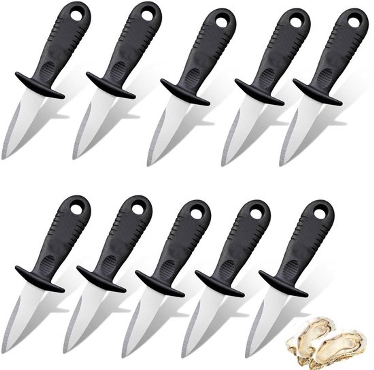 Oesteropener - 10 Stuks - Roestvrij Staal - Antislip Handvat - Lichtgewicht - Duurzaam - Geschikt voor Zeevruchten - Oestermes