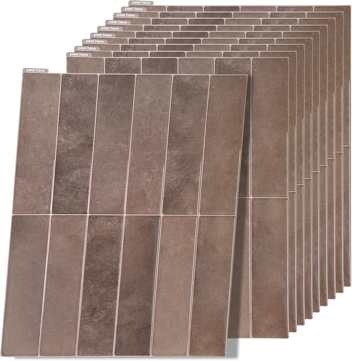 Tegelstickers, dikkere keukentegels, zelfklevend, 10 stuks, wandtegels, zelfklevend, plaktegels, keuken, afneembaar, voor badkamer, keuken, wanddecoratie, waterdicht (bruin, 22,9 x 29 cm)